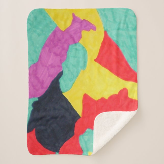 Cobertor Sherpa Criaturas Vermelhas (Frente)