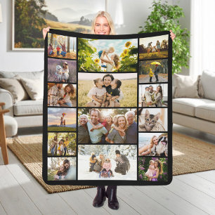 Cobertor Sherpa Crie Sua Própria Colagem de Fotos Personalizada co