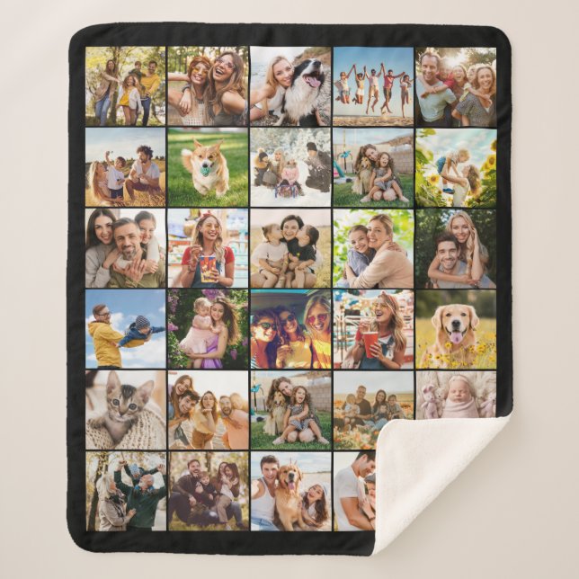 Cobertor Sherpa Crie Sua Própria Colagem Personalizada de 30 Fotos (Frente)
