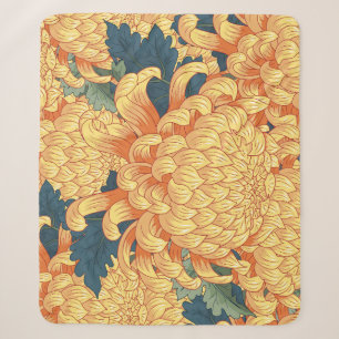 Cobertor Sherpa crisântemos japoneses: padrão floral amarelo.