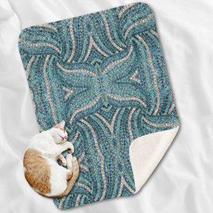 Cobertor Sherpa cristal de pedra azul azul azul de cinza azul-turq