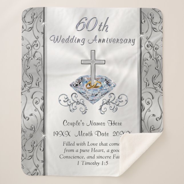 Cobertor Sherpa Cristão espantoso, 60º Presente de Aniversário de  (Frente)