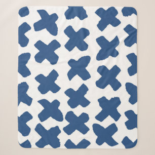 Cobertor Sherpa Cruzes Shibori: Padrão do Indigo Batik