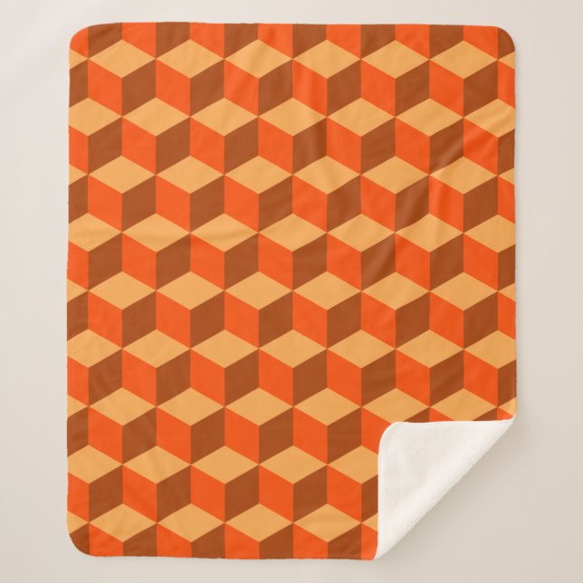 Cobertor Sherpa Cubos Laranja (Frente)