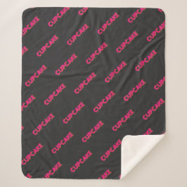 Cobertor Sherpa Cupcake Rosa Texto Personalizado Preto 