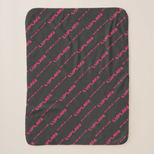 Cobertor Sherpa Cupcake Rosa Texto Personalizado Preto 