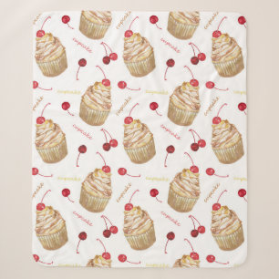 Cobertor Sherpa Cupcakes de aquarela