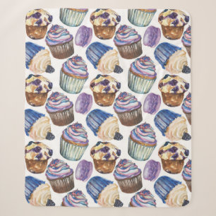 Cobertor Sherpa Cupcakes de aquarela