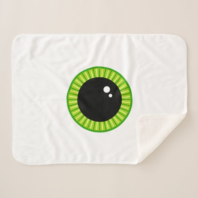 Cobertor Sherpa Curioso, Grande Olho Verde (Frente (Horizontal))