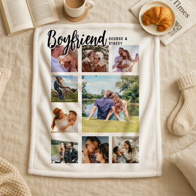 Cobertor Sherpa Custom Boyfriend Photo Collage (Criador carregado)