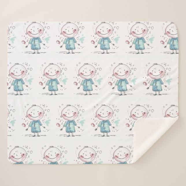 Cobertor Sherpa custom kids drawing (Frente (Horizontal))