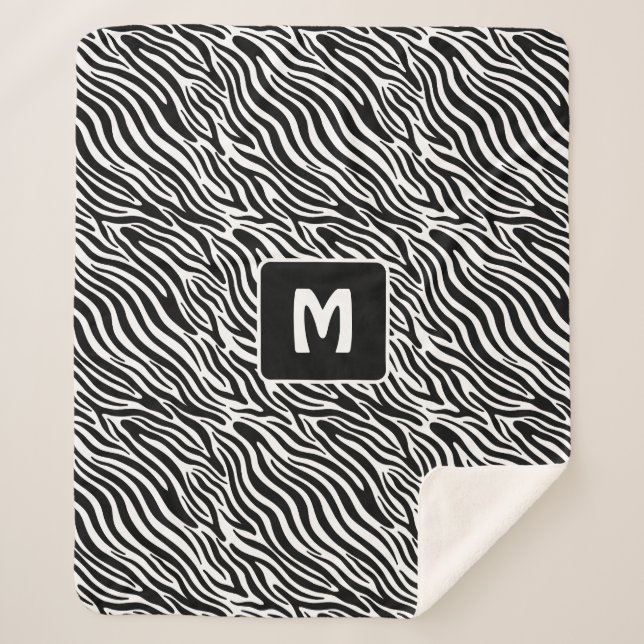 Cobertor Sherpa Custom Monogram Zebra Pattern (Frente)
