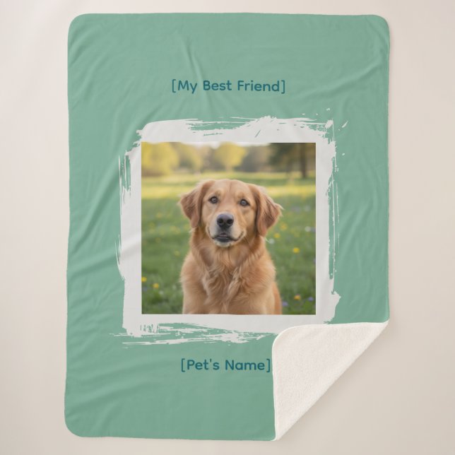 Cobertor Sherpa Custom Pet Photo & Name (Frente)