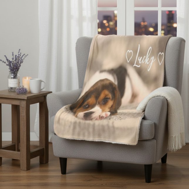 Cobertor Sherpa Custom Pet Photo & Name Sherpa Blanket (Criador carregado)
