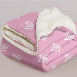 Cobertor Sherpa Custom Pink Blanket for Baby or Bridesmaids Gift