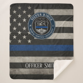 Cobertor Sherpa Custom Police Thin Blue Line Blanket
