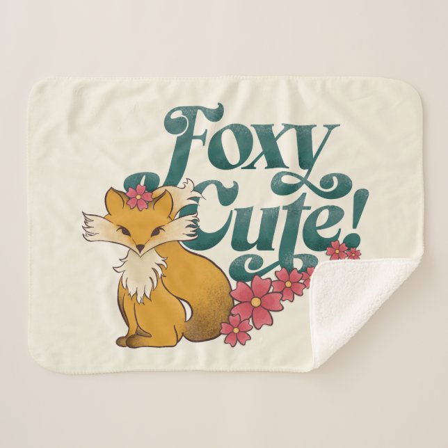 Cobertor Sherpa Cuta Foxy com Flores (Frente (Horizontal))