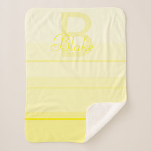 Cobertor Sherpa Cute Elegante Personalizado Bebê Amarelo Nome Mono