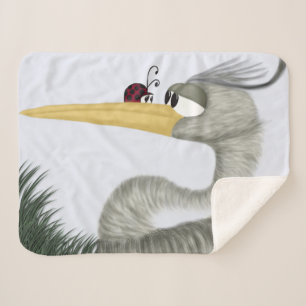 Cobertor Sherpa Cute Heron e Ladybug