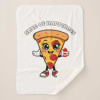 Cobertor Sherpa Cute Kawaii Pizza Sherpa Blanket – Cozy Cartoon Pi