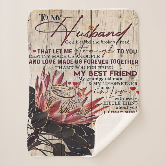 Cobertor Sherpa Cute Letter To Husband | Cool Design Gift | (Frente)