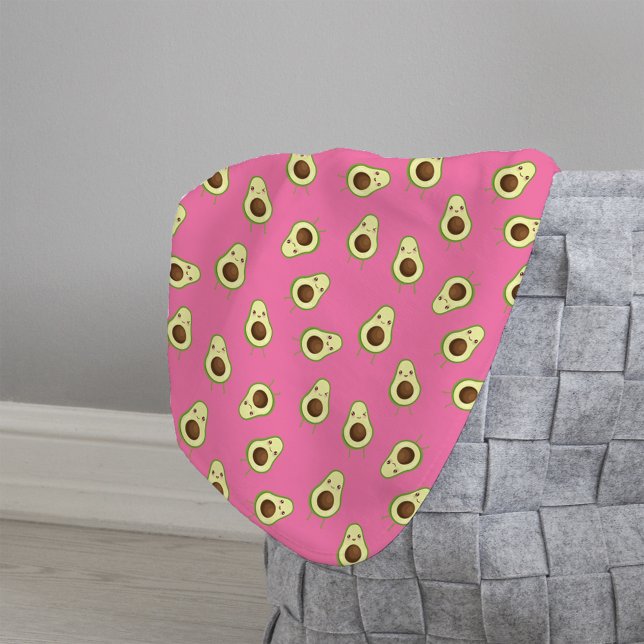 Cobertor Sherpa Cute Smiling Kawaii Avocado Pattern (Criador carregado)