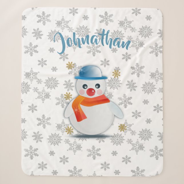Cobertor Sherpa Cute Snowman (Frente)