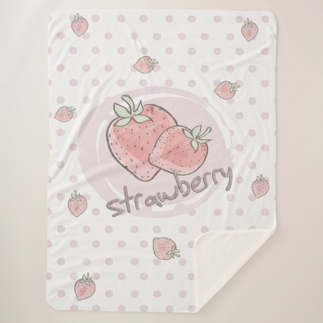 Cobertor Sherpa Cute Strawberry  Blanket (Frente)
