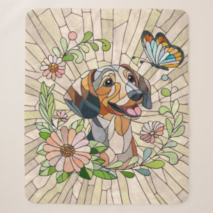 Cobertor Sherpa Dachshund dog - Doxie - mosaico colorido