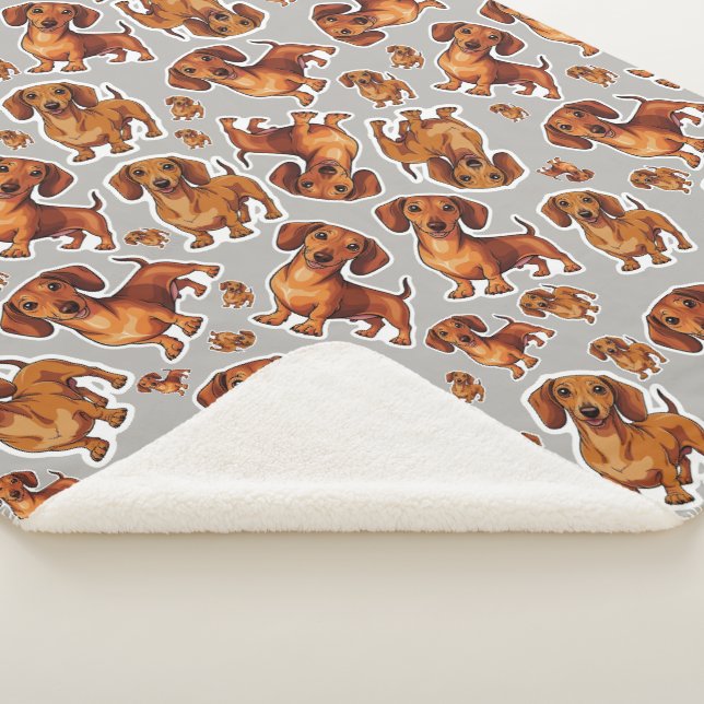 Cobertor Sherpa Dachshund Dog Patterno Sherpa Blanket (3/4)