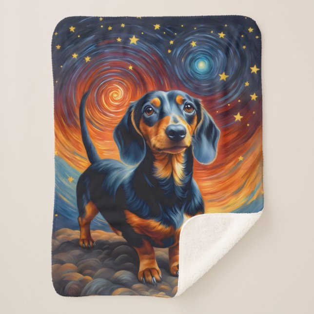 Cobertor Sherpa Dachshund Doxie Weiner Dog Artsy (Frente)