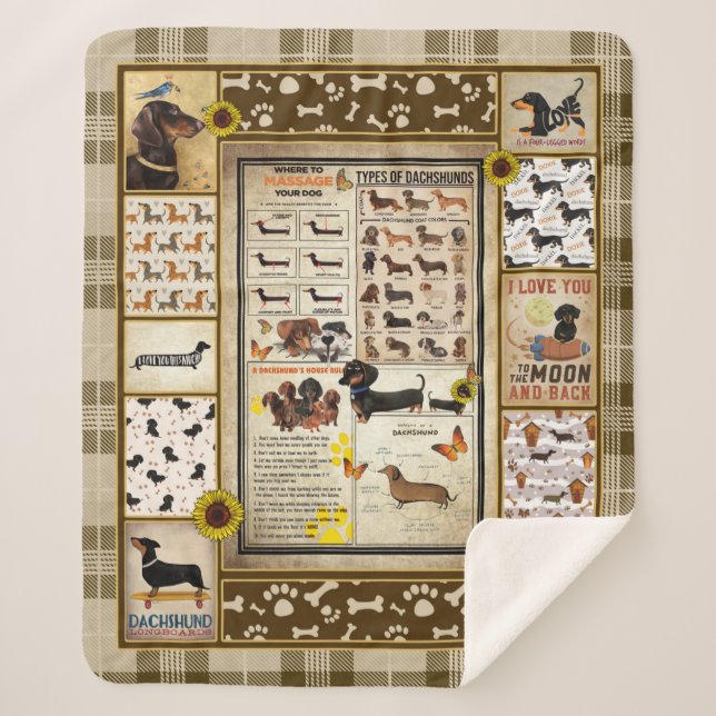 Cobertor Sherpa Dachshund Knowledge Blanket Gift (Frente)