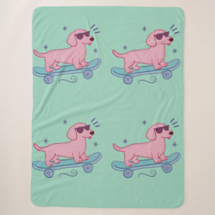 Cobertor Sherpa Dachshund Legal de Skate   Arte Divertida de Cacho
