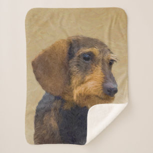 Cobertor Sherpa Dachshund (Wirehaired) Pintura Original para Cacho