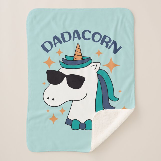 Cobertor Sherpa Dadacorn com óculos de sol (Frente)