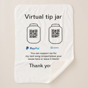 Cobertor Sherpa Dádiva virtual jar q r código doação de moeda PayP