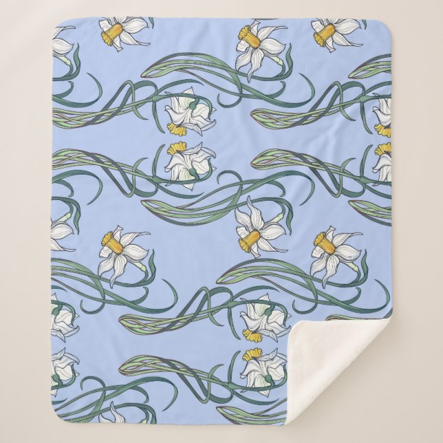 Cobertor Sherpa Daffodils Art: Nouveau Primavera (Frente)