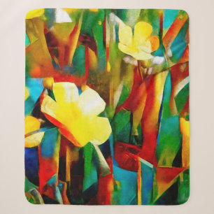 Cobertor Sherpa Daffodils. Composição floral de abstrato num cubis