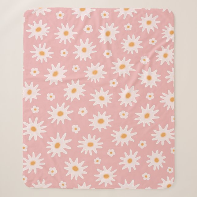Cobertor Sherpa Daisy flowers seamless pattern. Floral backgrounda (Frente)