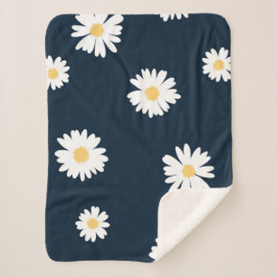 Cobertor Sherpa Daisy On Blue Pattern