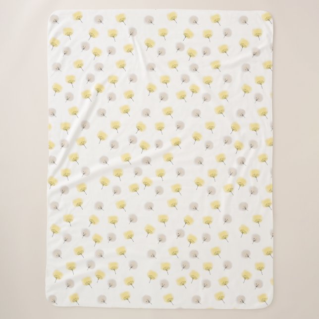 Cobertor Sherpa Dandelions Flutuantes, Aquarela  (Frente)