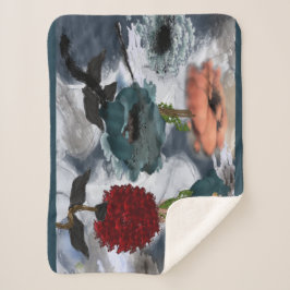 Cobertor Sherpa de Arte Floral Abstrato