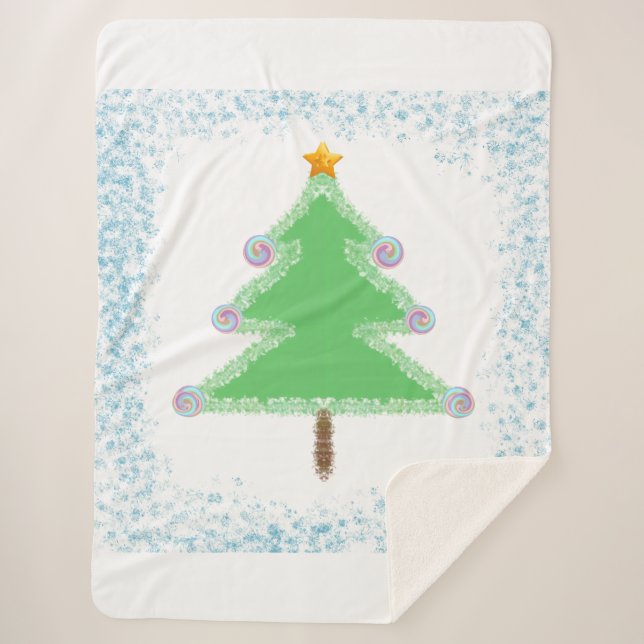 Cobertor Sherpa de Árvore de Natal (Frente)