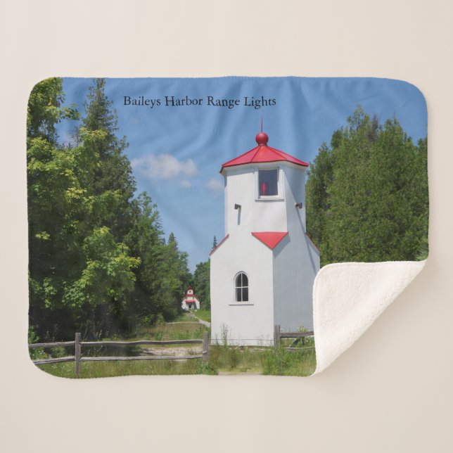 Cobertor sherpa de Baileys Harbor Range Lights (Frente (Horizontal))