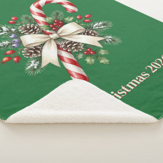 Cobertor Sherpa de Bastão de Doce de Natal Festivo