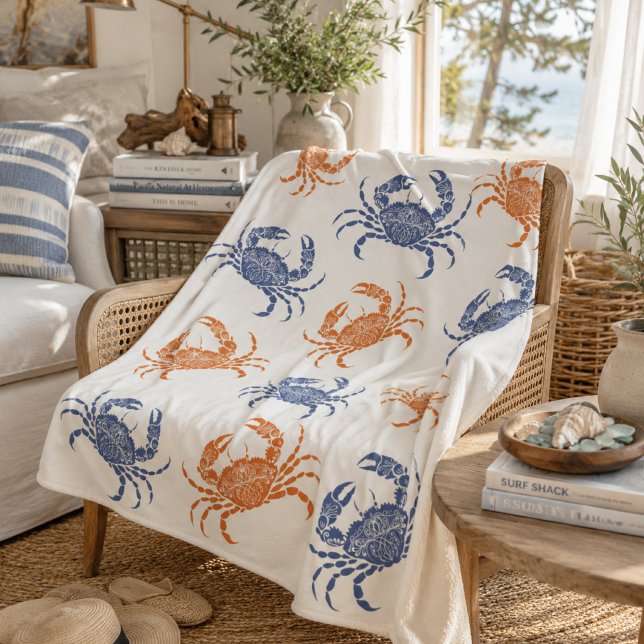 Cobertor Sherpa de Caranguejo Azul e Laranja Coste (Criador carregado)