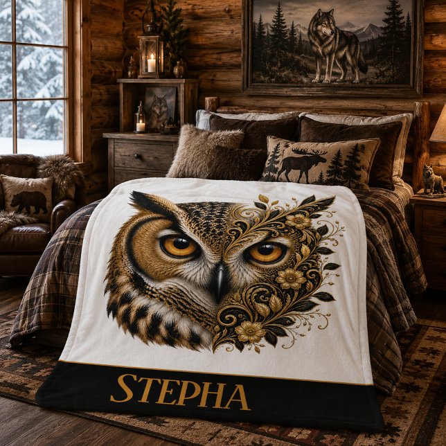 Cobertor Sherpa de Coruja Personalizado  (Criador carregado)