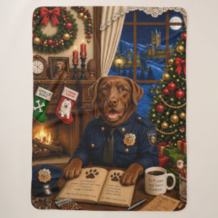 Cobertor Sherpa de Férias do Cão Policial Labrador