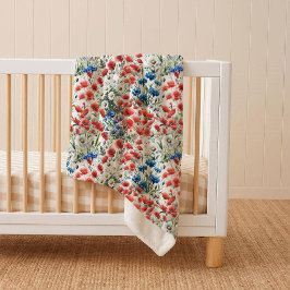 Cobertor Sherpa de Flor Silvestre em Aquarela Papo