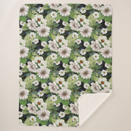 Cobertor Sherpa de Flores Brancas